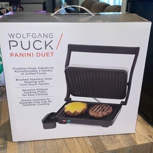 WOLFGANG PUCK PANINI DUET MAKER NEW IN BOX STAINLESS STEEL NONSTICK PRESS